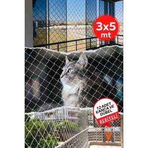 Balkon Filesi 3 Mt x 5 Mt Toplam 15 m2 Kedi Kuş Koruma Önleme Ağı