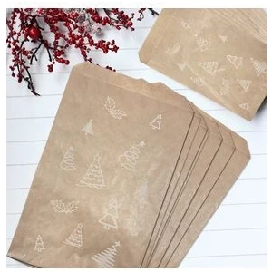 Çam Desenli Kraft Kese Kağıdı 18x30 cm 10 Adet Doğal Renkli Parti Malzemesi