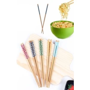 Kitchen Live 5 Çift Desenli Yıkanabilir Kore Çin Bambu Chopsticks Yemek Çubuğu