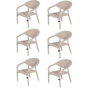 Çavdar Group 6 Adet Raddan Desenli Bambu Desenli Plastik Sandalye Bahçe Balkon Mutfak Sandalyesi