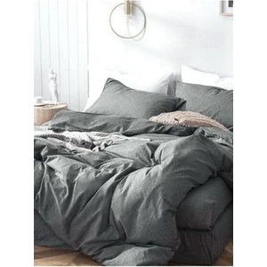 Antrasit Çift Kişilik Çarşafı Lastikli Pamuk Nevresim Takımı
