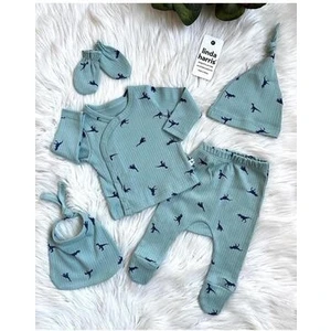 Linda Harris Dinosaur Pattern Mint 5'li Yenidoğan Bebek Hastane Çıkışı Seti