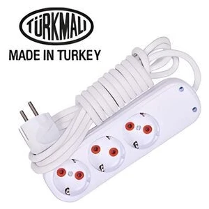 5 Metre Kablolu Topraklı Ara Kablosu Uzatmalı Seyyar 3lü Grup Priz