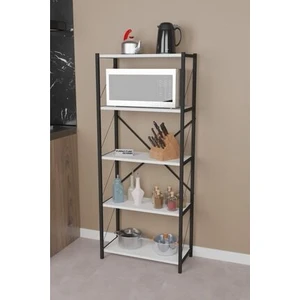 Furnature Design Metal Mutfak Rafı 5 Raflı Dekoratif Malzeme Dolabı Mikrodalga Fırın Rafı Beyaz