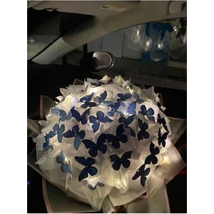 By Shopping LED Işıklı Kelebek Buketi -  Kalite Büyük Boy Buket - Hediyelik -Mavi Kelebek Buketi - Sevgiliye -