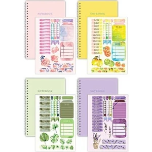Notebook Sticker'lı 4'lü Çizgisiz Defter Seti (21 x 14,8 Cm) 120 Sayfa Spiralli Defter Seti