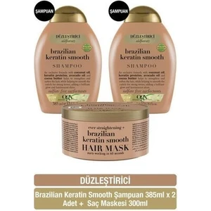 Düzleştirici Brazilian Keratin Smooth Sülfatsız Şampuan X2 + Sülfatsız Saç Maskesi