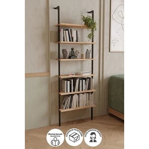 6 Raflı Duvara Monte Kitaplık Dekoratif Kitaplık Çam