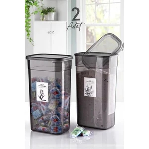 Kitchen Life Etiketli 2 Adet Toz ve Tablet Deterjan Saklama Kutusu Deterjan Saklama Kabı 3,2 Litre