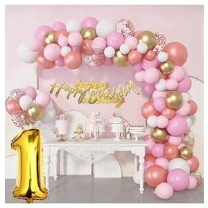Çıtı Pıtı Store Lüks Pembe Rose Gold 1 Yaş Balon Seti