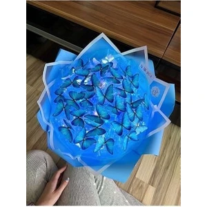 By Shopping LED Işıklı Kelebek Buketi -Kaliteli Büyük Boy Buket - Hediyelik -Mavi Kelebek Buketi - Sevgiliye -