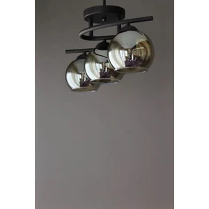 Fer Avize Fuji Modern Dekoratif Siyah Renk Füme Camlı Salon - Mutfak - Yatak Odası 3 Lü Avize
