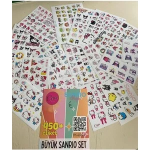 Büyük Sanrio Sticker Seti Hello Kitty Keroppi Kuromi My Melody 17 Sayfa 450+ Adet Etiket