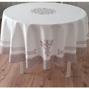 Lale Desen Baskılı Polyester Kumaş Yuvarlak 150 Cm Masa Örtüsü