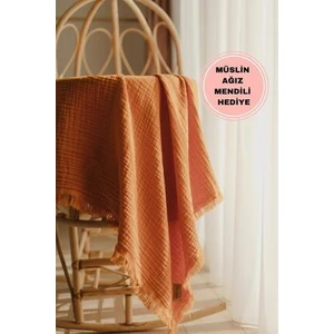 Turuncu Müslin 4 Katlı Müslin  Pamuk 110X110CM By Zeypba