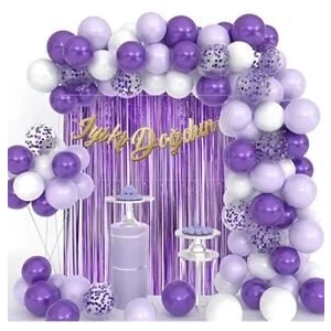 Çıtı Pıtı Store Lüks Mor Lila Beyaz Doğum Günü Balon Zincir Seti