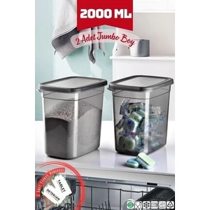 Nandy Home PP Plastik Saklama Kabı 2 Litre BPA İçermez Darbeye Dayanıklı 16x11,5x16,5 cm 2'li Paket