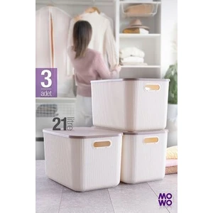 Mowo Home Trove Beyaz 21 Lt Çok Amaçlı Dolap Içi Düzenleyici Kapaklı Kutu, Dekoratif Saklama Kutusu