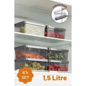 6lı 1,5 Litre Block Sızdırmaz Saklama Kabı Seti  Antrasit