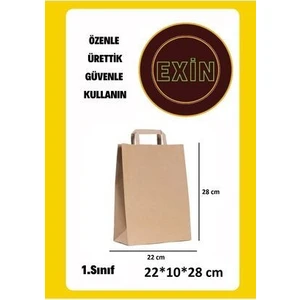 Kağıt Saplı Kraft Karton Çanta 22X10X28 cm 25 Adet Hediyelik