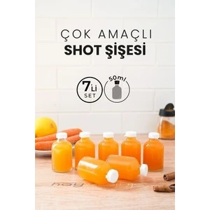 7 Adet 50 ml Shot Ginger Şişe Cam Mini Plastik Kapaklı Kavanoz Kışlık Karışım Iksir Şişesi
