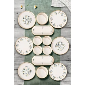 Kitchen Life 14 Parça 6 Kişilik D-Harma Stackable Kahvaltı Takımı  Lüx Kahvaltılık Sunum Seti Tabağı