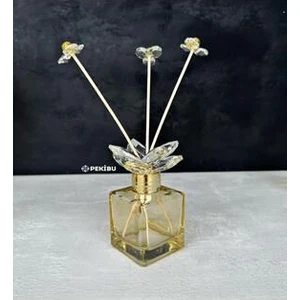 Dekoratif Kristal Cam Oda Koku Şişesi Sarı-Gold
