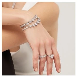 Merano Design Seven Heart Bileklik Gümüş Rodyum Kaplama Crystal Beyaz Taşlarla 16 + 3 cm