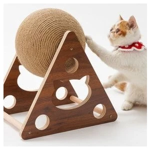 Ahşap Ipli Kedi Oyuncagi Topu Kedi Tırmalaması