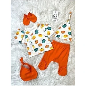 Linda Harris Pumpkin Turuncu 5’li Yenidoğan Unisex Bebek Hastane Çıkışı Seti