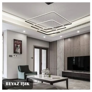 Modern Kare Siyah Kasa Beyaz Işık LED Avize Oturma Odası,salon