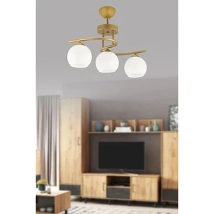 Ömür Avize Hestia Modern 3lü Eskitme Gold Beyaz Camlı Avize