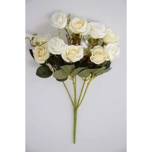 Yapay Çiçek Deposu 10 Lu Beyaz-Krem Hawai Gül Demeti Gerçekçi Görünüm ile Dekoratif