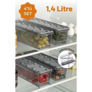 4lü 1,4 Litre Block Sızdırmaz Saklama Kabı Seti  Antrasit