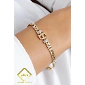 ÇGK KUYUMCULUK B Harf Gurmet Altın Bileklik CGKBLK0044