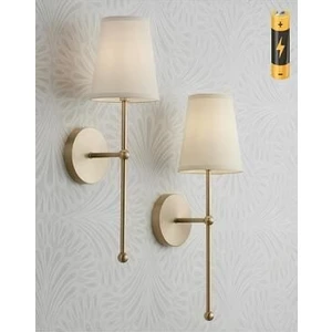 Modern Tasarım Pilli Aplik Krem Şapkalı Ledli Aplik Eskitme Gold Sarı