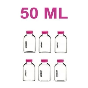 JUNİBELİW 10 Adet 50ML Cam Şişe Pembe Plastik Kapaklı Çok Amaçlı Shot Şişesi Meyve Suyu Shot Şişesi 10X50ML
