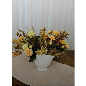 Show Art Hediyelik Midye Vazo Beton Malzemeden Tematik Tasarım 19x16 cm Beyaz Renk