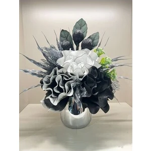 Tasarım Moda Yapay Çiçekli Gümüş Metal Vazo No:3