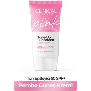 Clasy Care Clinical SPF 50+ Güneş Kremi 50 ml – Tüm Cilt Tipleri İçin, Ton Eşitleyici Pembe Etki ve Hafif Yağsız Doku