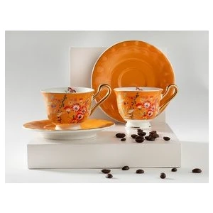English Home Miranda New Bone China 4 Parça 2 Kişilik Kahve Fincan Takımı 90 ml Turuncu