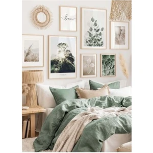 7 Parça Ahşap Çerçeve Görünümlü Mdf Tablo Seti