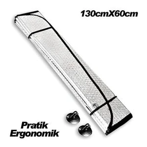 Güneşlik Araç Içi Ön Cam Vantuzlu Folyolu Katlanır Güneşten Koruyucu Perde 130 x 60 cm