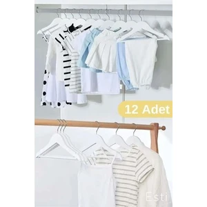 12 Adet - Ahşap Görünümlü Çocuk ve Bebek Elbise ,kıyafet Askısı