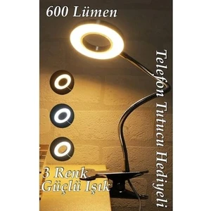 Mandallı Akrobatik LED Çalışma Okuma Işığı Flex Ayarlanabilir Işık 3 Renk Işık Masa Lambası Gece Lambası