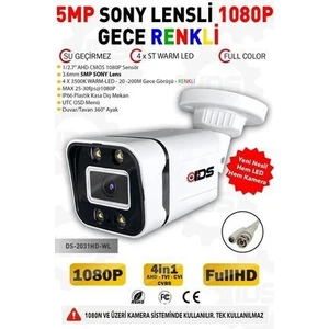 Gece Renkli 5MP Lens 1080P Full HD Ahd Güvenlik Kamerası - 4xultra Warm LED