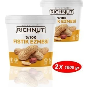Deva Çiftliği 2 kg Şekersiz Katkısız %100 Fıstık Ezmesi  (2 x 1000 Gr)