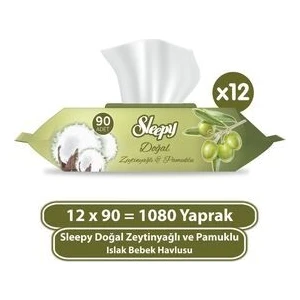 Zeytinyağlı ve Pamuklu Islak Bebek Havlusu 12X90 Adet (1080 Yaprak)
