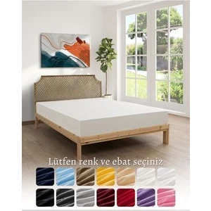%100 Pamuk Penye Krem Lastikli Çarşaf Tek Kişilik 90x190