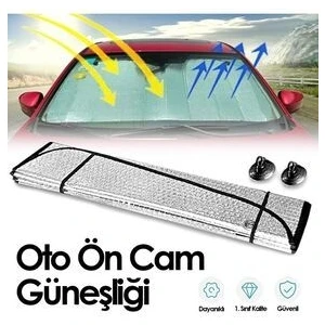 Oto Araç Araba Güneşliği Ön Cam Güneşliği Parlak Güneşlik Koruyucu Perde Metalize 130X60 cm